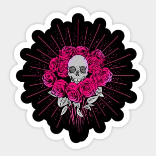 Bouquet of roses and skull Sticker